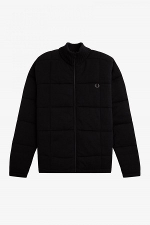 Prendas De Punto Fred Perry Acolchado De Punto Jacket Hombre Negras | CLDFL48593