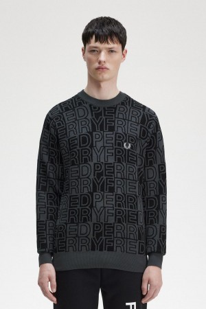 Prendas De Punto Fred Perry Block Estampadas Jumper Hombre Gunmetal | SCLNY10019