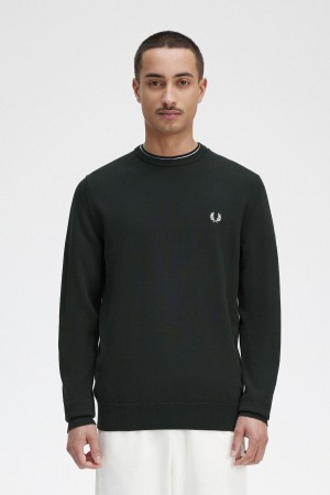 Prendas De Punto Fred Perry Classic Crew Neck Jumper Hombre Verde | DCLVO52485