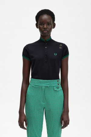 Prendas De Punto Fred Perry De Punto Shirt Mujer Negras | SCLNY78458