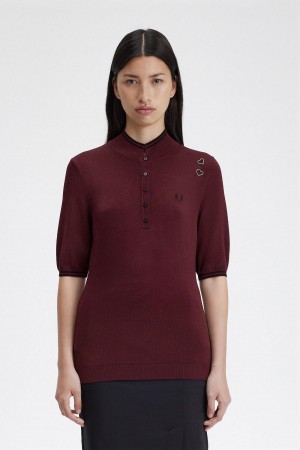 Prendas De Punto Fred Perry De Punto Shirt Mujer Oxblood | MCLFT25451