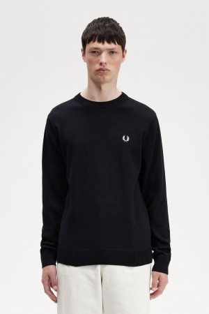 Prendas De Punto Fred Perry Estampadas Laurel Wreath Jumper Hombre Negras | ACLDF67815