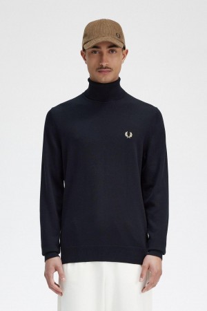 Prendas De Punto Fred Perry Roll Neck Jumper Hombre Negras | BCLSO24219