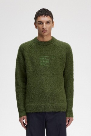 Prendas De Punto Fred Perry Textured De Punto Jumper Hombre Chive | SCLNY68114