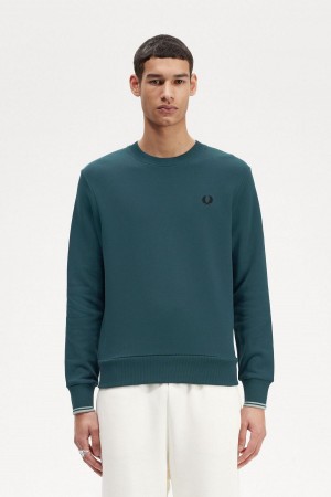 Sudaderas Fred Perry Crew Neck Hombre Azules | DCLVO22105