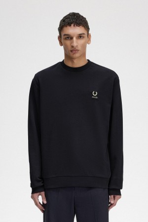 Sudaderas Fred Perry Embroidered Hombre Negras | PCLQX32701