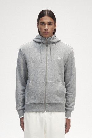 Sudaderas Fred Perry Encapuchado Zip Through Hombre Steel Marl | CLQCS69354