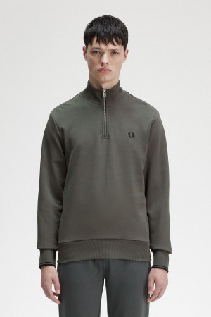 Sudaderas Fred Perry Half Zip Hombre Verde | XCLGW64425