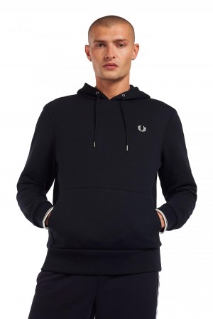 Sudaderas Fred Perry Tipped Encapuchado Hombre Azul Marino | QCLUV12299