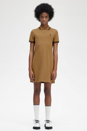 Vestido Fred Perry Twin Tipped Fred Perry Shirt Mujer Shaded Stone | XCLGW18280