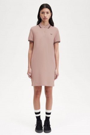 Vestido Fred Perry Twin Tipped Fred Perry Shirt Mujer Rosas Oscuro Marrones Marrones | SCLNY10221