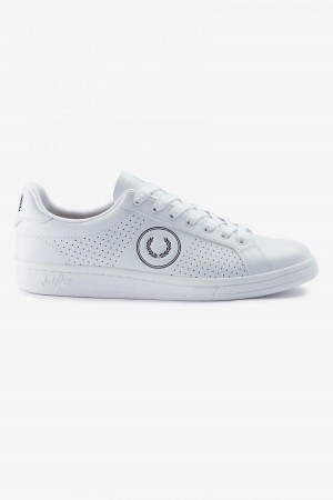 Zapatos Fred Perry B721 Hombre Blancas Negras | FCLUI62941