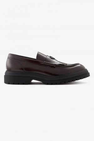 Zapatos Fred Perry Cuero Loafer Mujer Oxblood | CLCVG41701