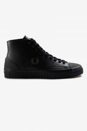 Zapatos Fred Perry Mid Hughes Hombre Negras Verde | BCLSO97145