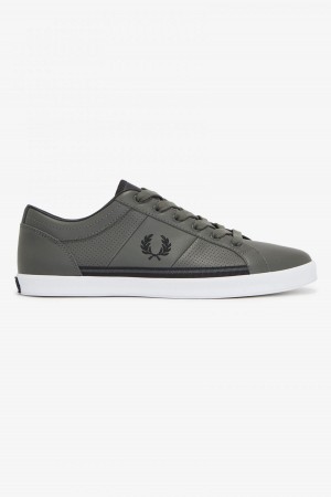 Zapatos Fred Perry Perforated Baseline Hombre Verde Negras | MCLHR25042