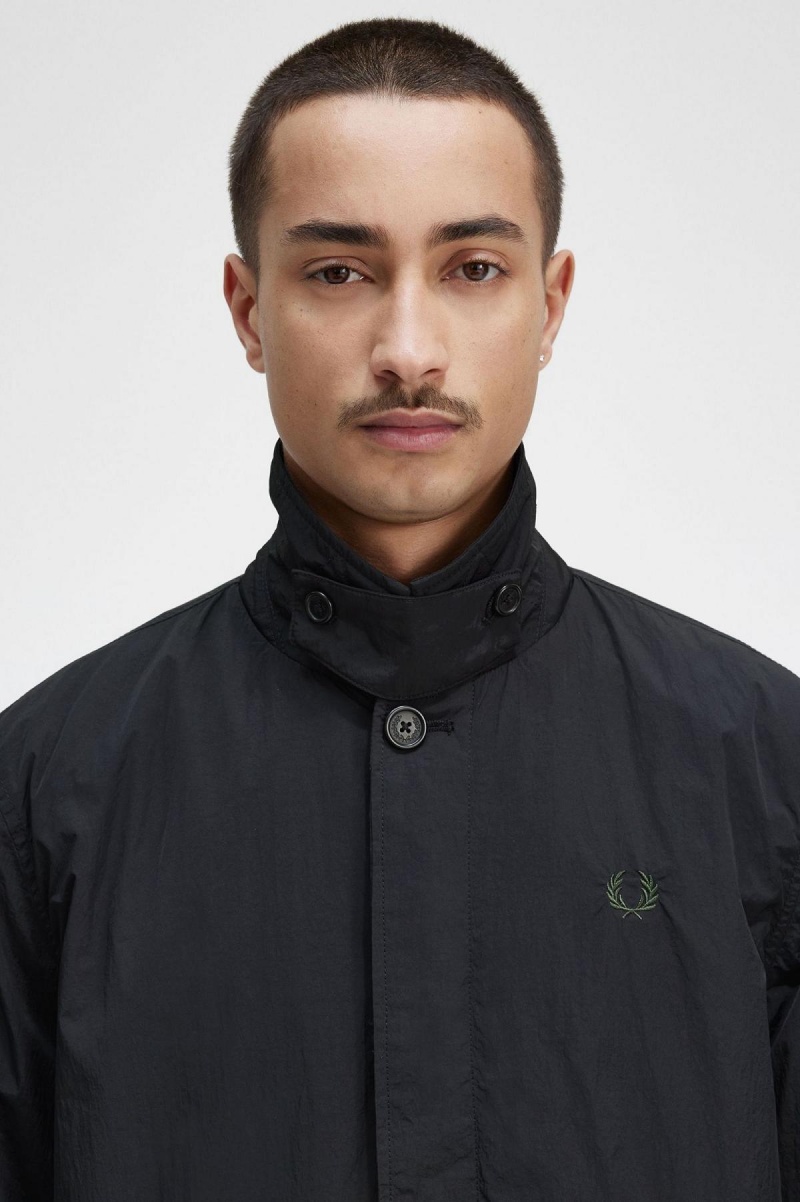 Abrigos Fred Perry Button Through Mac Hombre Negras | DCLVO38502