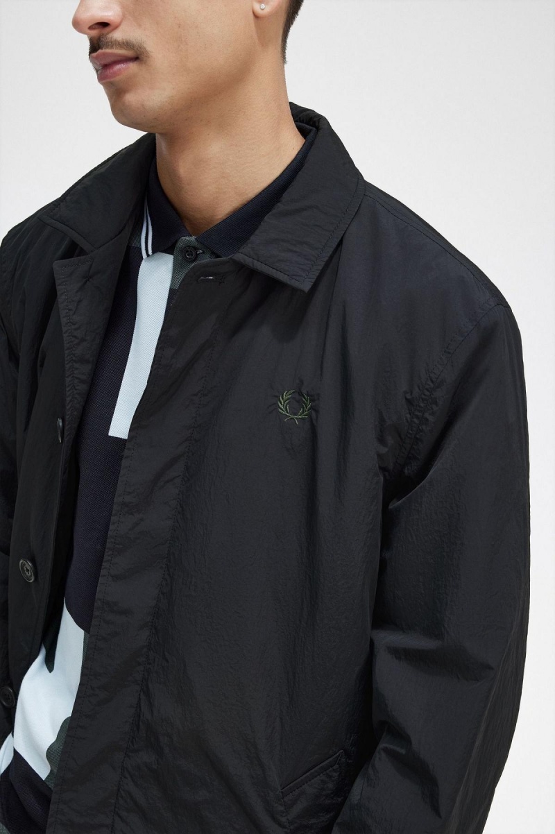 Abrigos Fred Perry Button Through Mac Hombre Negras | DCLVO38502