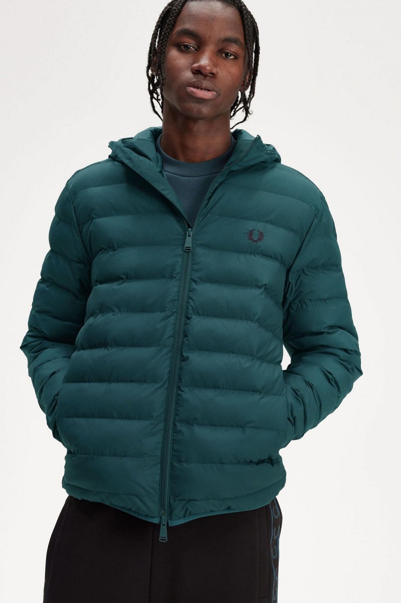 Abrigos Fred Perry Encapuchado Insulated Hombre Azules | CLJKU38005