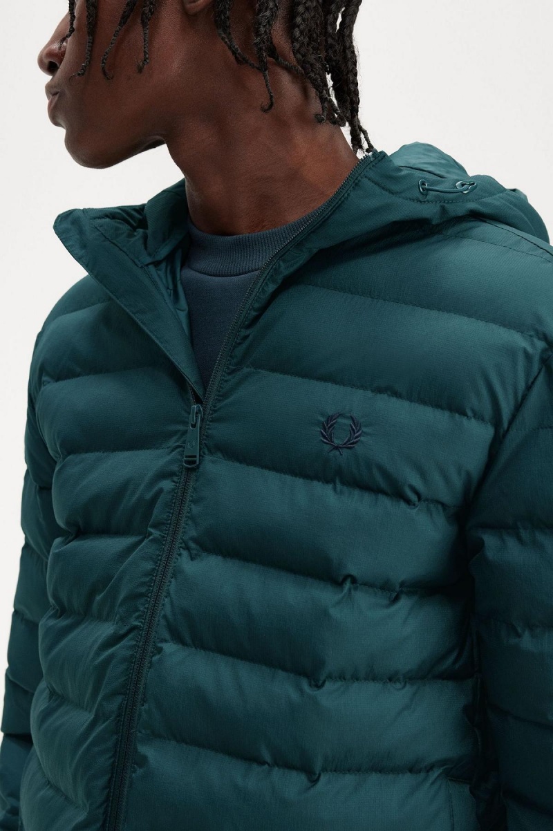 Abrigos Fred Perry Encapuchado Insulated Hombre Azules | CLJKU38005