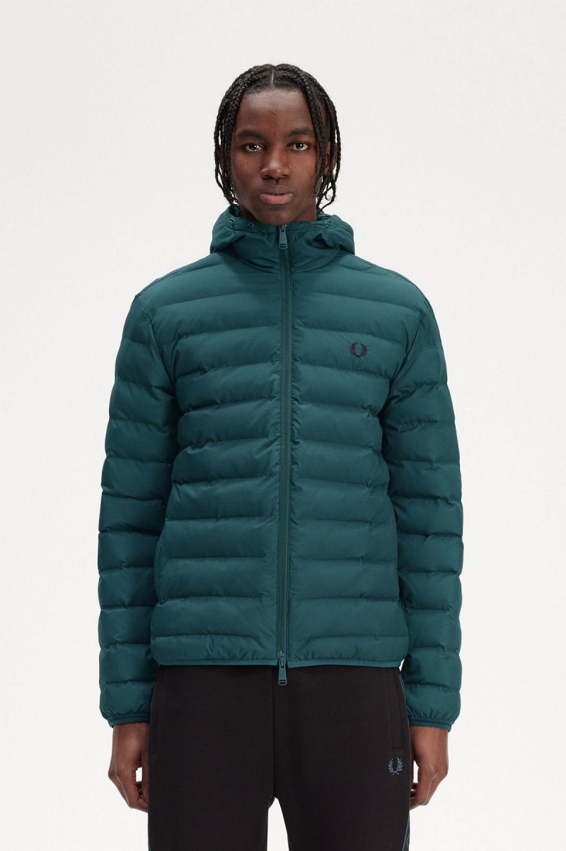 Abrigos Fred Perry Encapuchado Insulated Hombre Azules | CLJKU38005