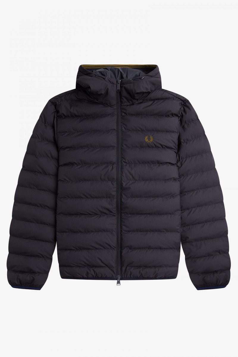 Abrigos Fred Perry Encapuchado Insulated Hombre Azul Marino | CLZDE30021