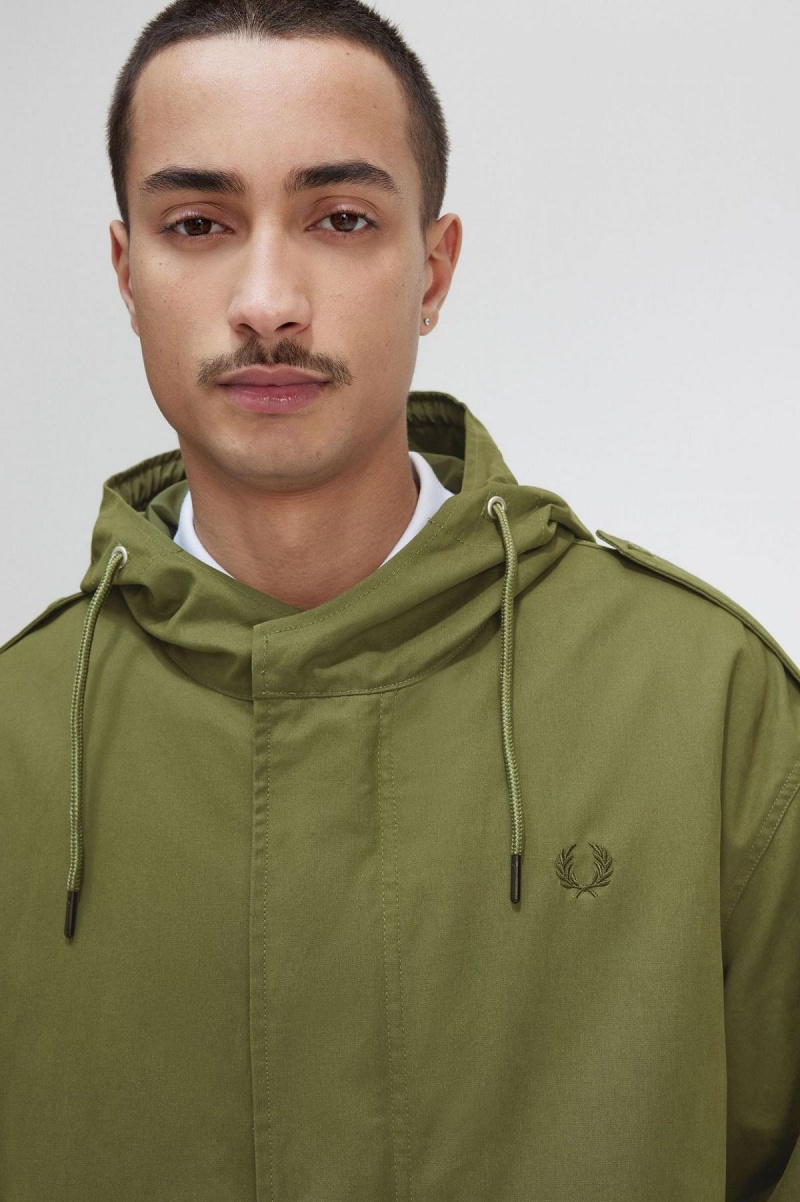 Abrigos Fred Perry Faux Fur Forro Parka Hombre Verde | MCLFT24583