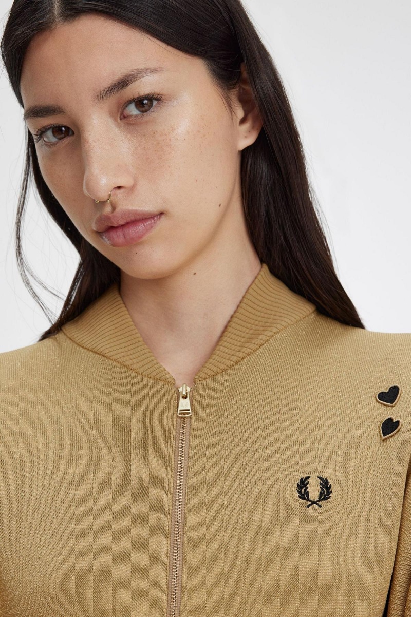 Abrigos Fred Perry Metallic De Punto Bomber Mujer Doradas | CLNEJ40817