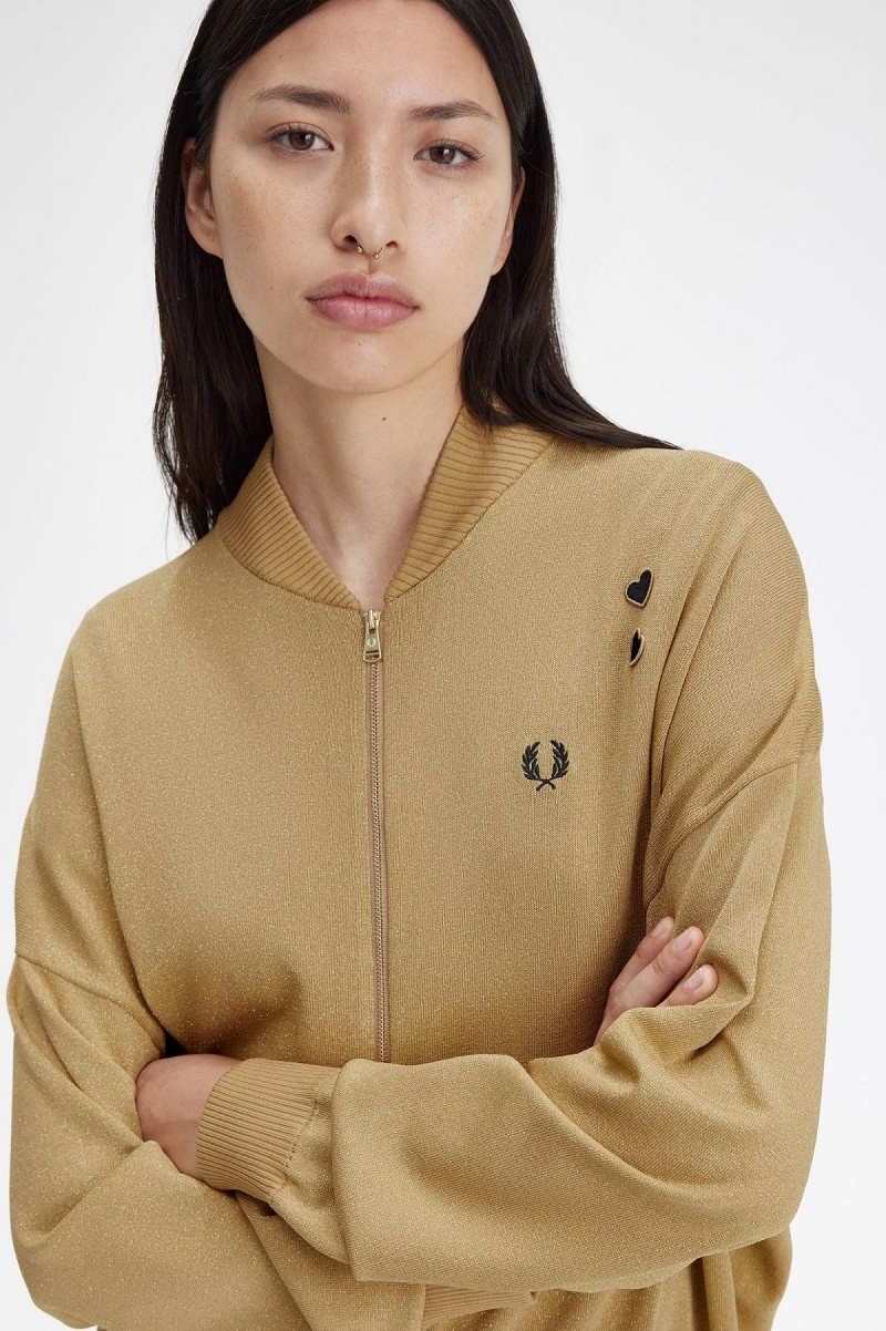 Abrigos Fred Perry Metallic De Punto Bomber Mujer Doradas | CLNEJ40817