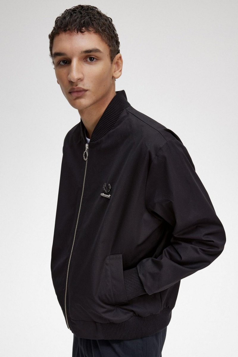 Abrigos Fred Perry Printed Bomber Hombre Negras | SCLNY40548