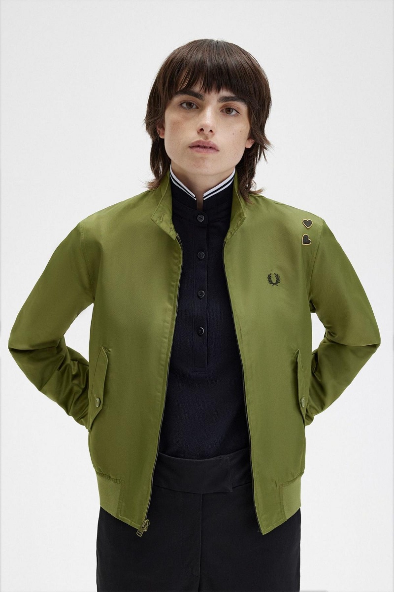 Abrigos Fred Perry Printed Lining Zip-Through Mujer Verde | LCLTR24348