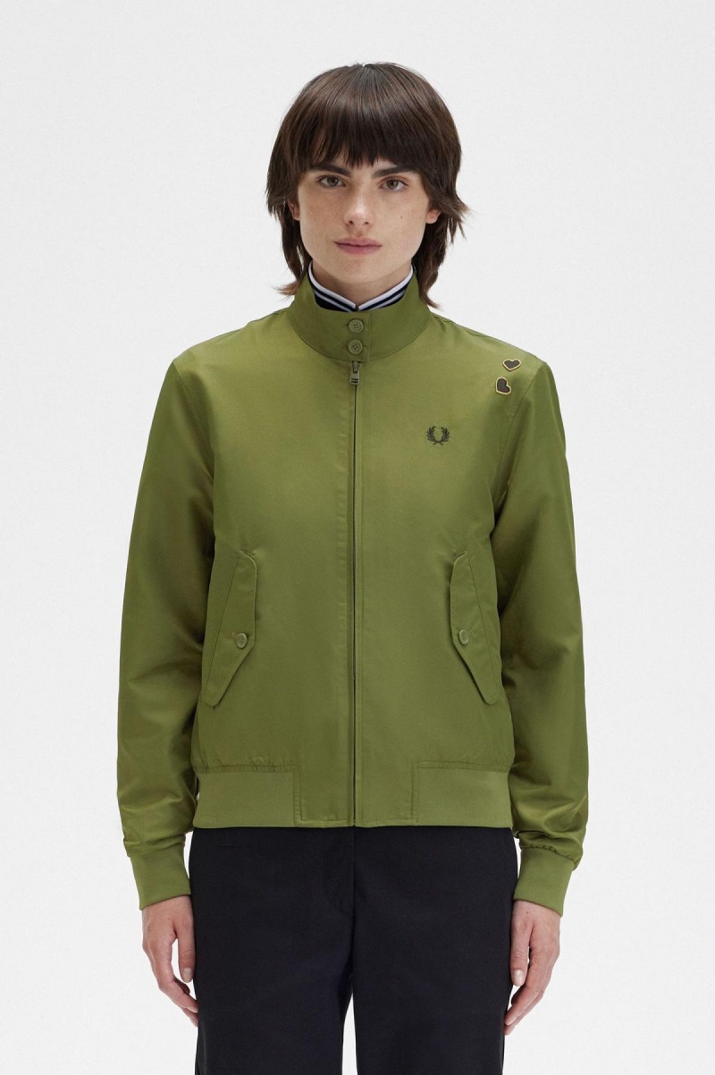 Abrigos Fred Perry Printed Lining Zip-Through Mujer Verde | LCLTR24348