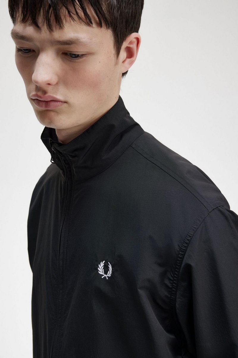 Abrigos Fred Perry Woven Pista Hombre Negras | CLICD73259