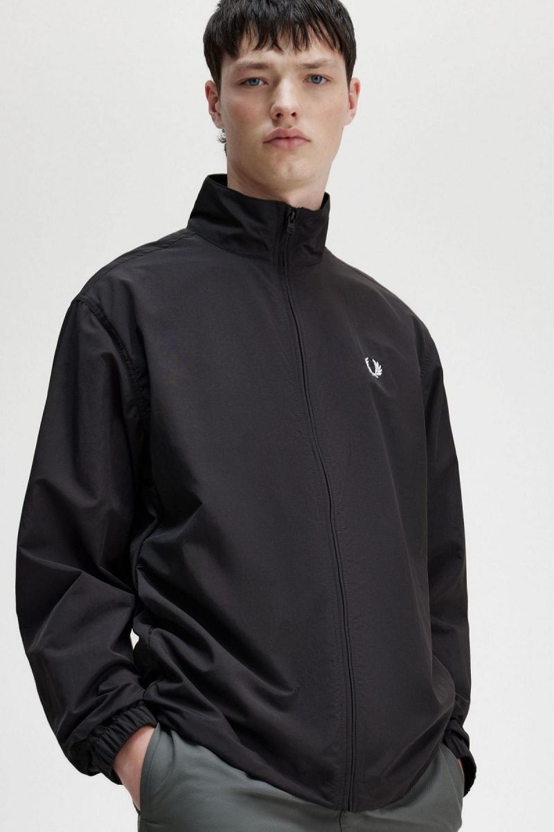 Abrigos Fred Perry Woven Pista Hombre Negras | CLICD73259