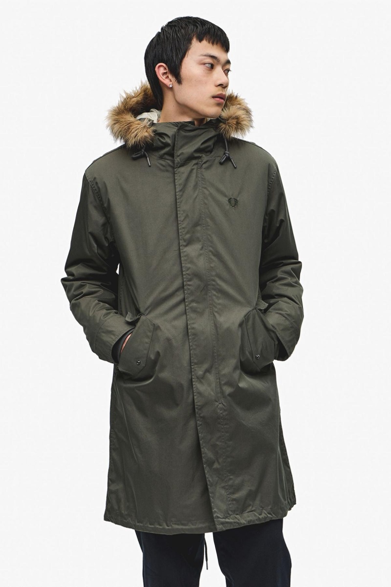 Abrigos Fred Perry Zip-In Liner Parka Hombre Verde | CLJVR76621