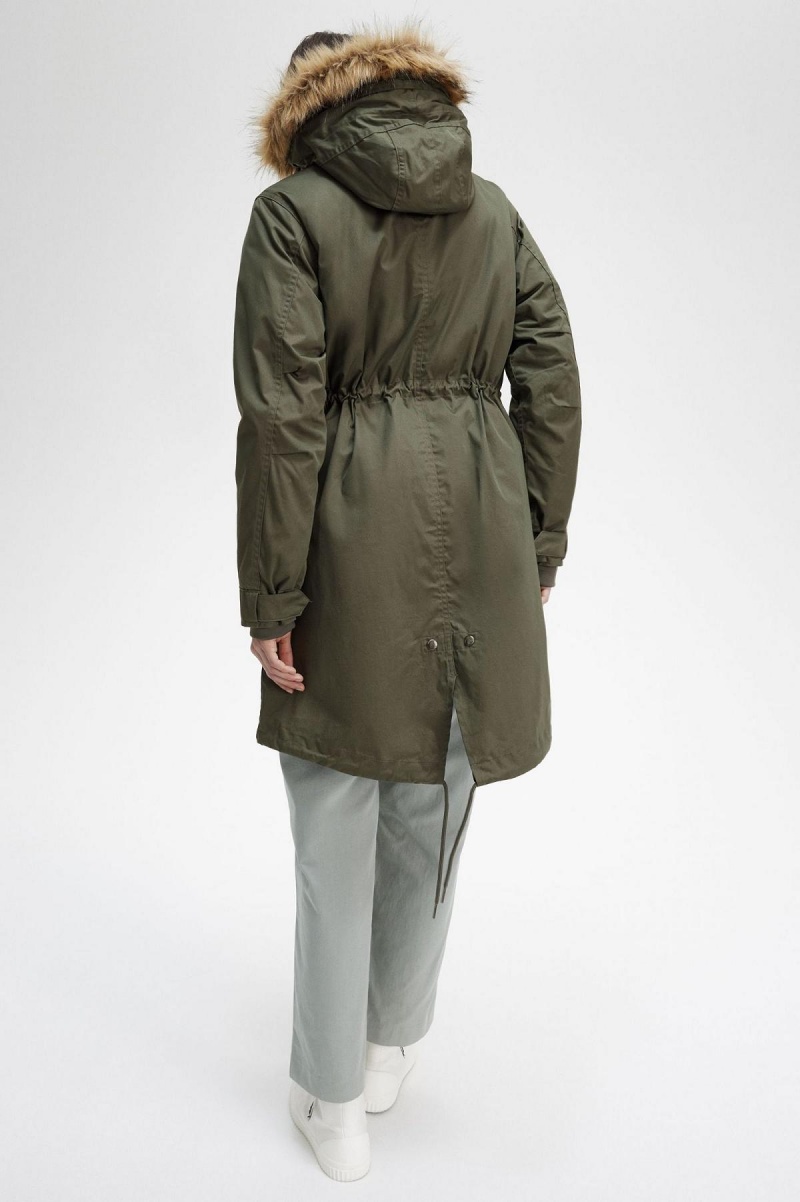 Abrigos Fred Perry Zip-In Liner Parka Mujer Verde | CLEGJ48951