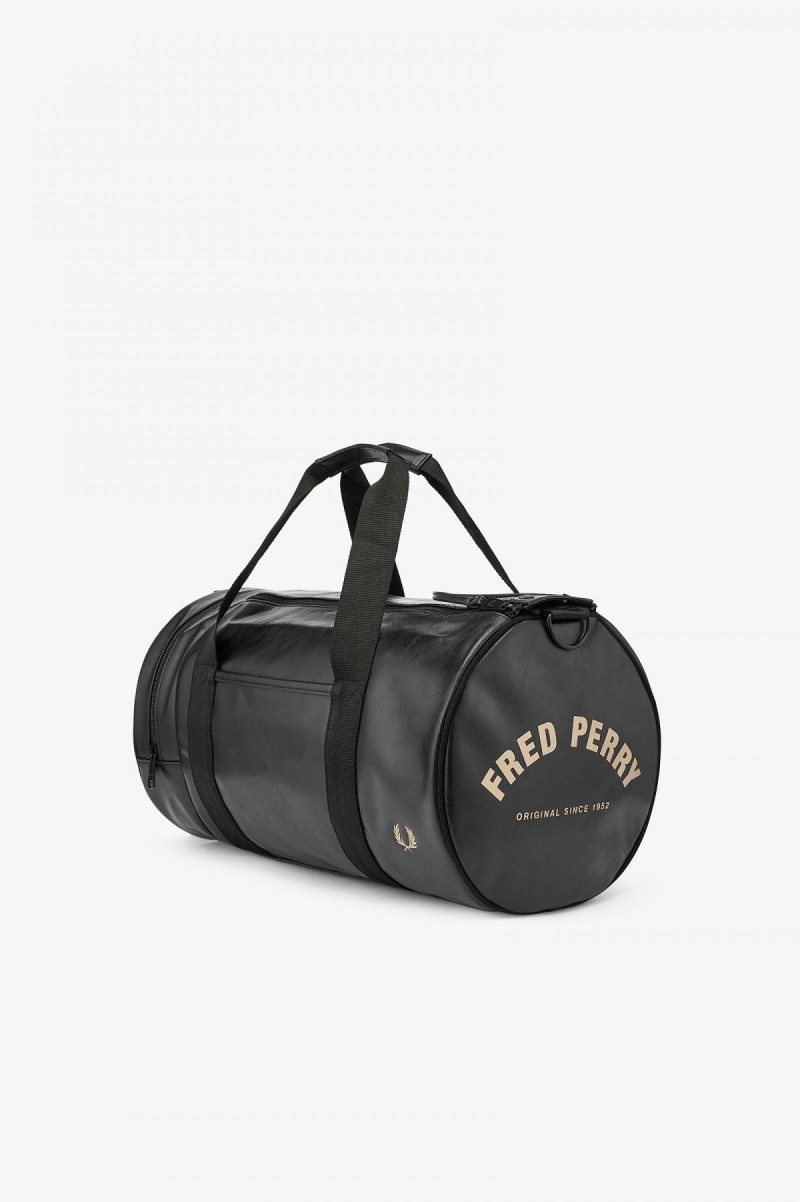 Bolsa Fred Perry Tonal PU Barrel Accessories Negras | ECLHC50852