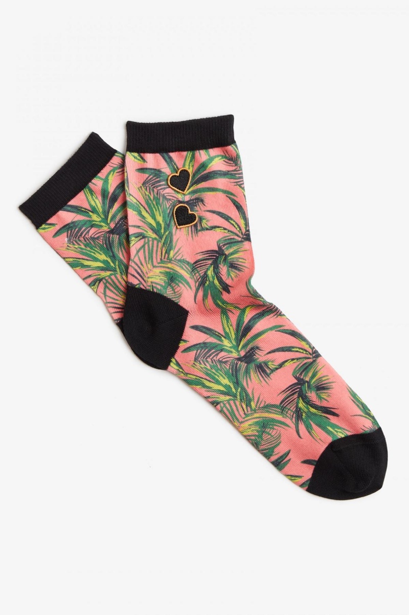 Calcetines Fred Perry Palm Print Accessories Coral | UCLTG92678