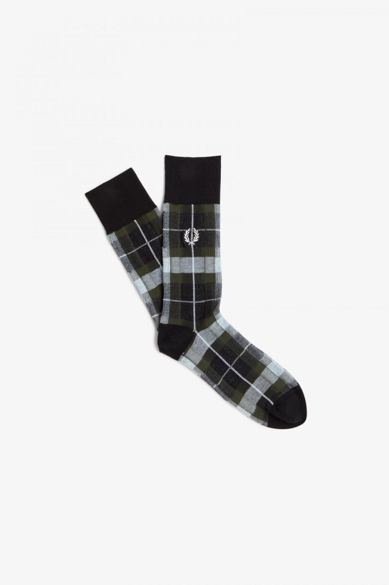 Calcetines Fred Perry Tartan Accessories Verde Menta Blancas | CLEGJ49650