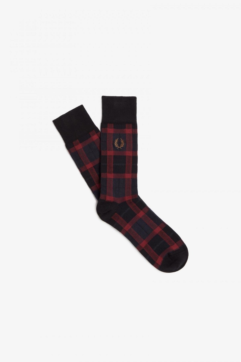 Calcetines Fred Perry Tartan Accessories Oxblood / Shaded Stone | YCLVQ75877