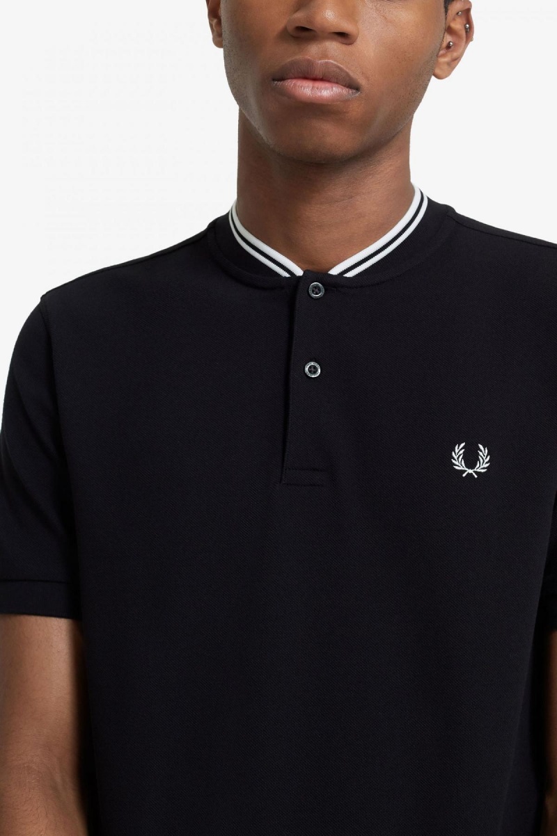 Camisa Polo Fred Perry Bomber Collar Polo Shirt Hombre Negras | FCLUI25879