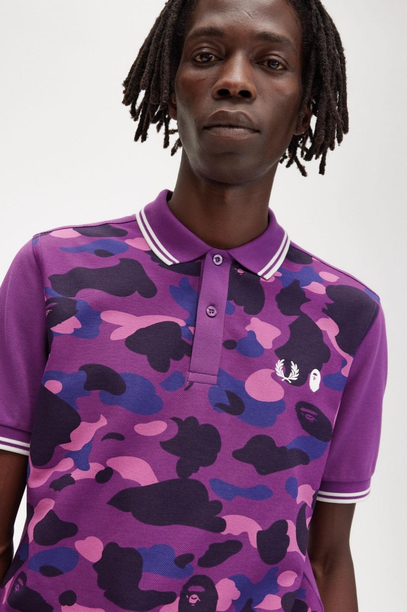 Camisa Polo Fred Perry Camouflage Fred Perry Shirt Hombre Moradas | BCLSO20148