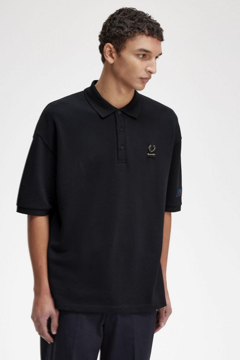 Camisa Polo Fred Perry Embroidered Polo Shirt Hombre Negras | CLXBR39122