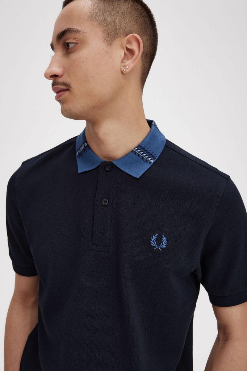 Camisa Polo Fred Perry Estampadas Collar Polo Shirt Hombre Azul Marino | CLZPD48598