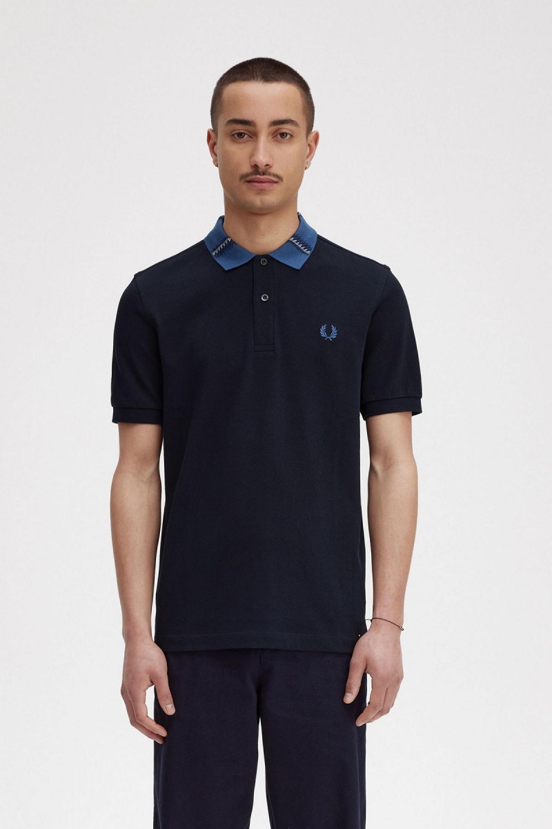 Camisa Polo Fred Perry Estampadas Collar Polo Shirt Hombre Azul Marino | CLZPD48598