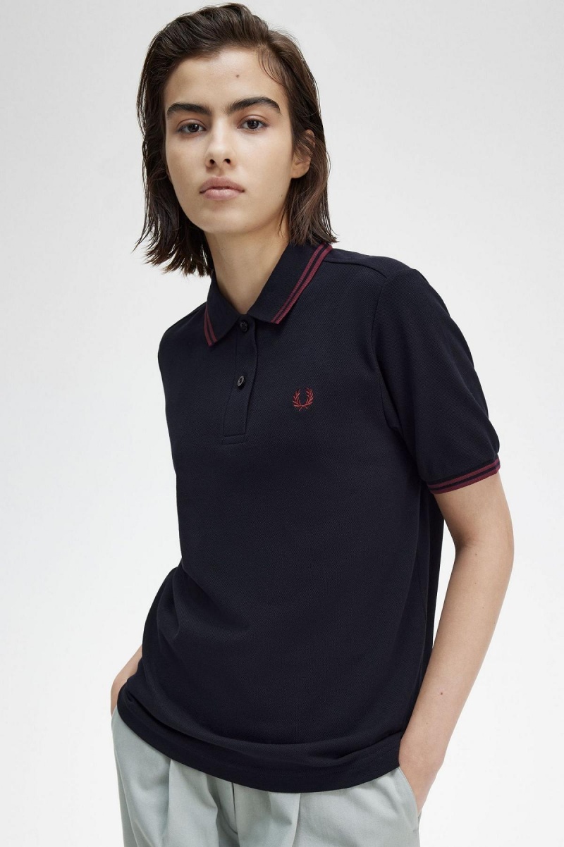 Camisa Polo Fred Perry G3600 Mujer Azul Marino | FCLUI73329