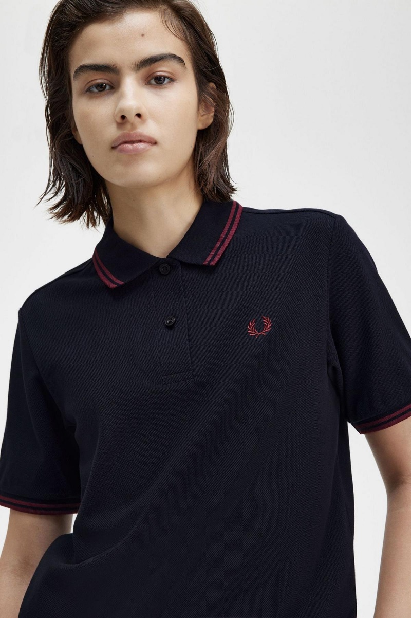 Camisa Polo Fred Perry G3600 Mujer Azul Marino | FCLUI73329