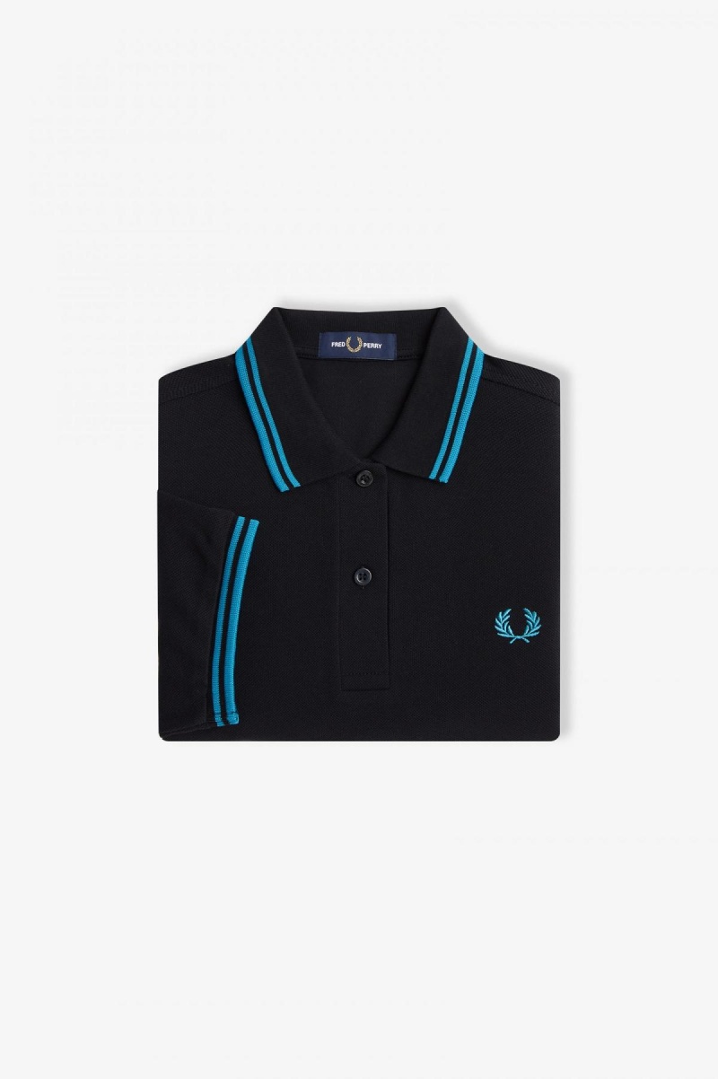 Camisa Polo Fred Perry G3600 Mujer Negras Azules Azules | PCLQX19700