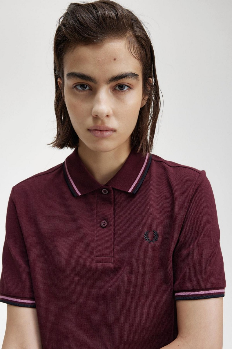 Camisa Polo Fred Perry G3600 Mujer Rosas Rosas Negras | CLCVG55875