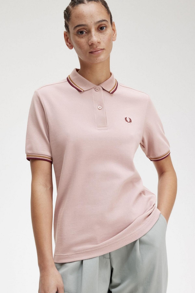 Camisa Polo Fred Perry G3600 Mujer Rosas Rosas | MCLFT81813