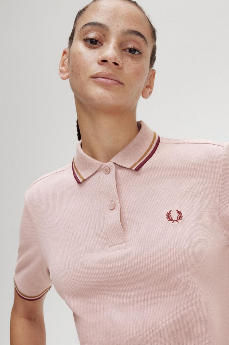 Camisa Polo Fred Perry G3600 Mujer Rosas Rosas | MCLFT81813